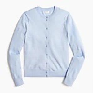 NWT J Crew Women's Classic Cotton Cardigan Sweater in Heather Sky Blue.